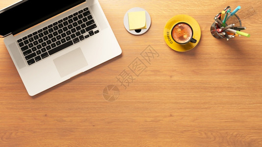 笔记本电脑和咖啡背景图片