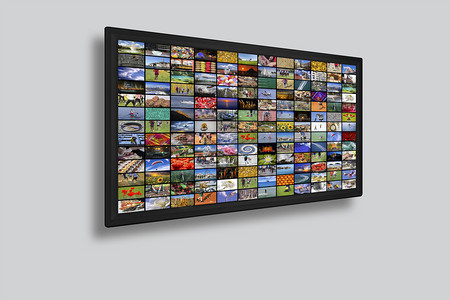 电影流媒体LCD电视板作为带多彩图像的视频墙监器图片