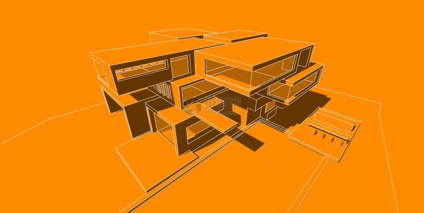 财产蓝图建筑3d插图D建筑透视线现代城市建筑抽象背景设计建筑背景3D插图建筑透视线现代的图片