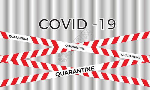 危险的Covid19警告标志捆绑磁带的隔离装置概念穿图片