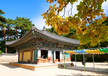 观音教科文组织南韩庆州Bulguksa佛寺的阿瓦洛克派神庙社图片