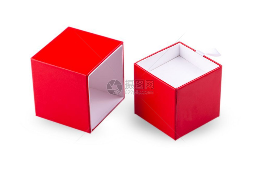 喜悦纸白色背景的礼品红框箱空的图片