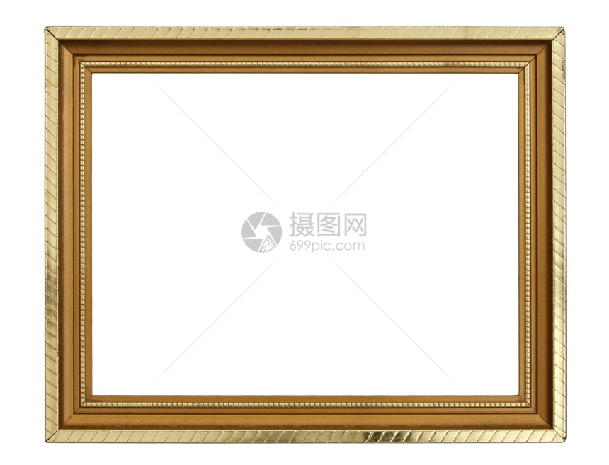 墙空白的复古色背景上金框图片