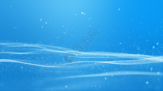 蔚摘要蓝色数字粒子波及布凯背景的蓝色数字粒子波抽象的艺术海浪背景