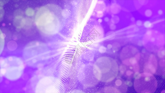 具有bokeh背景的抽象紫色数字粒子波光束形象的小径背景图片