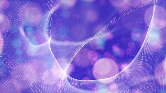 艺术柔软的深度具有bokeh背景的抽象紫色数字粒子波图片