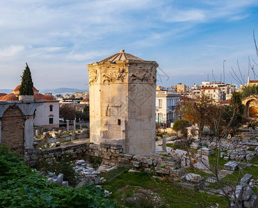 欧洲旅行希腊雅典罗马大风和塔的残留物春季下午1点在希腊雅典历史的图片