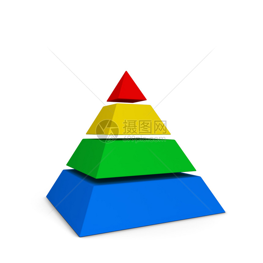 网站结构体金字塔形切片图3d插以白色背景隔离图片