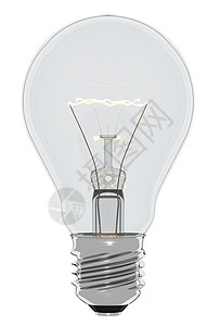 白炽灯泡电灯泡3d渲染在白色背景上隔离金属丝供应黄色的设计图片