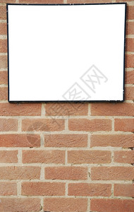 翡翠定制海报白色的在美丽砖墙建筑上空的广告牌横幅邋遢设计图片