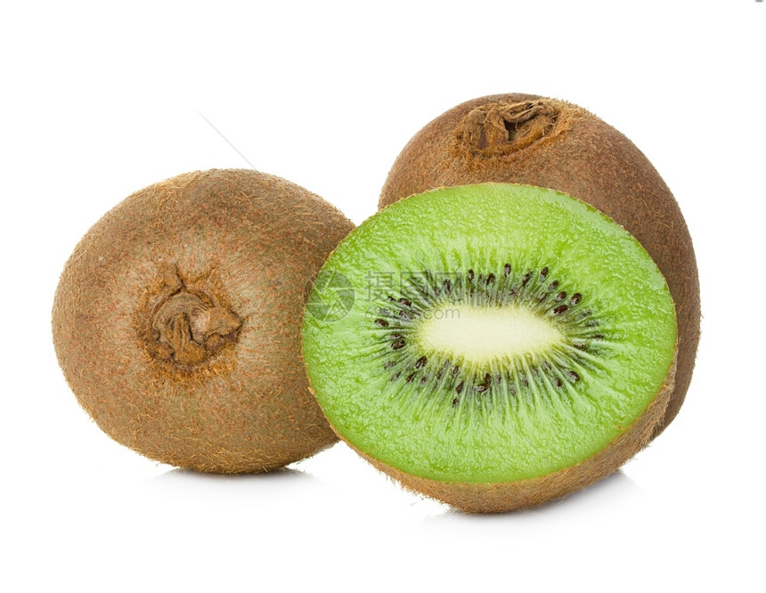绿色饮食白的在背景中孤立的kiwi图片