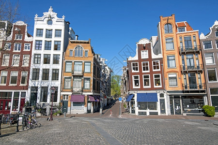老的历史文化荷兰Singel的阿姆斯特丹市风景图片