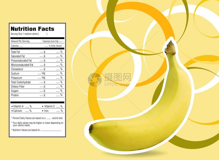 自然生动向量香蕉有营养事实标签香蕉营养事实标签的香蕉创意设计公司香蕉营养事实标签图片