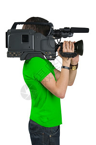 镜片摄影机在白色背景上隔离娱乐生活图片