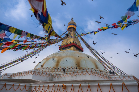 尼泊尔加德满都谷地的博达纳佛塔菩提心寺庙图片
