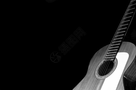 弦细绳弗拉门戈黑白背景的西班牙语吉他Name图片
