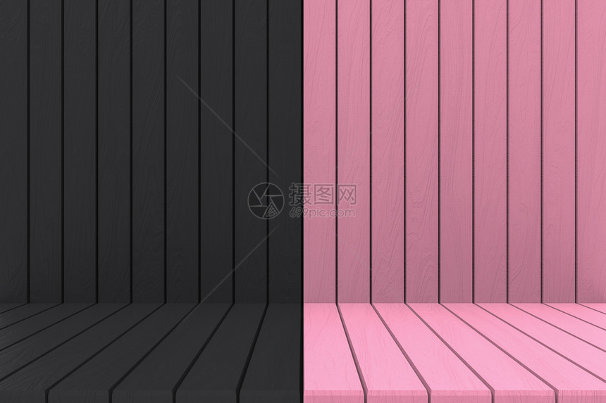 3d填空黑色粉红木壁和地板背景黑暗的镶木地板艺术图片