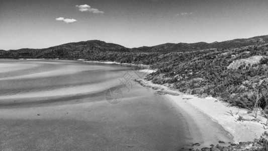 假期旅游澳大利亚昆士兰Whitehaven海滩全景空中观察怀特黑文图片