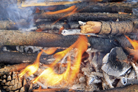 森林的点火准备烧烤篝壁炉营图片