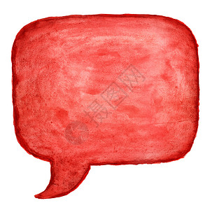 红方言语泡图标白色背景上隔离的水彩色油漆纹理笔记聊天思考设计图片