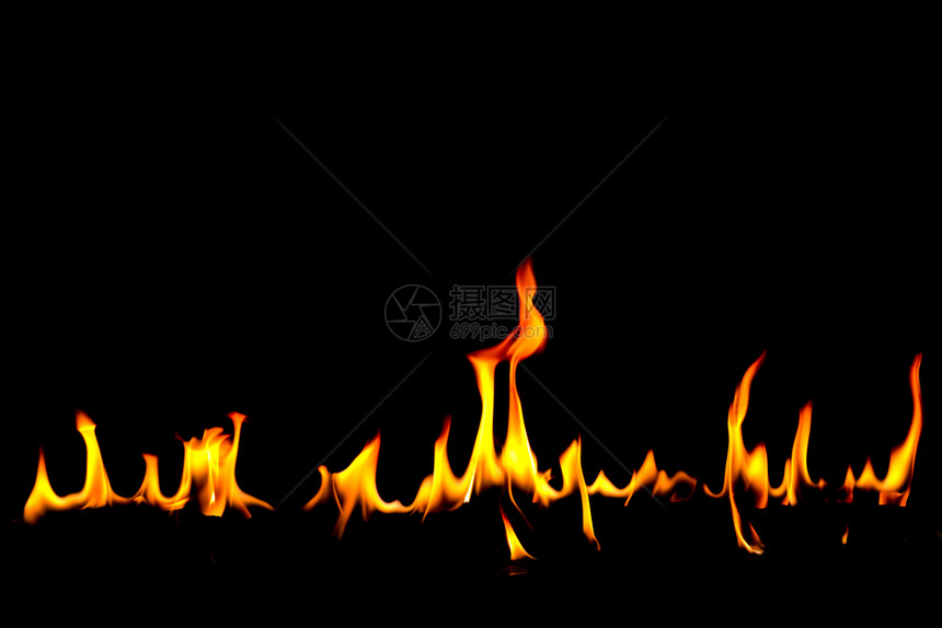 篝火营易燃抽象艺术黑色背景的火焰燃烧红色热火花上升烈橙光闪耀的飞行粒子图片