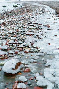 旅行自然天气冰海的岩石岸冰冷的石岩岸图片