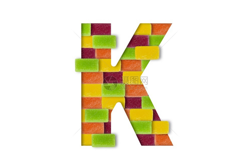 孤立在白色背景上的糖果或字母表拉丁食品字母表糖果KK颜色假期紫图片