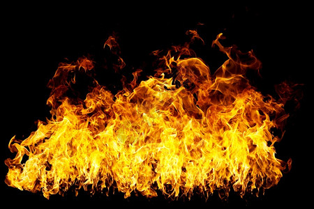 清热下火真实的防火墙和焰在黑背景下燃烧柴暗的泰国设计图片