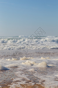 天海浪岩石洋岸带泡沫风力的移动波浪绿石水图片
