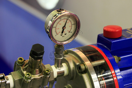 油使用底条目的模拟正压力测量表A压力计蓝色的图片