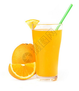 新鲜的杯中橙汁白底水果分离器红底汁高的喝图片