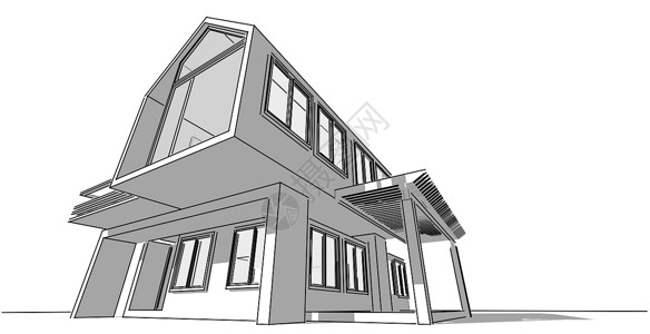 建筑学素描线房屋设计工程自由手绘画蓝图制作3D插技术的财产图片