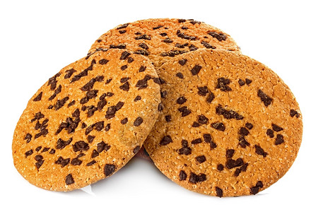 芯片在白背景上孤立的巧克力薯片饼干Name不良卡路里图片