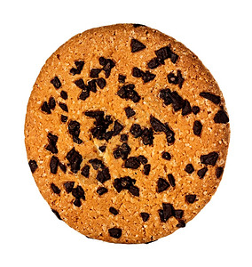 卡路里筹码传统在白色背景中孤立的巧克力芯片饼干图片