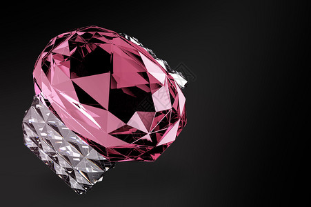 宝贵的3D粉红珠宝钻石戒指黑色背景的剪切路径宝藏个人的图片