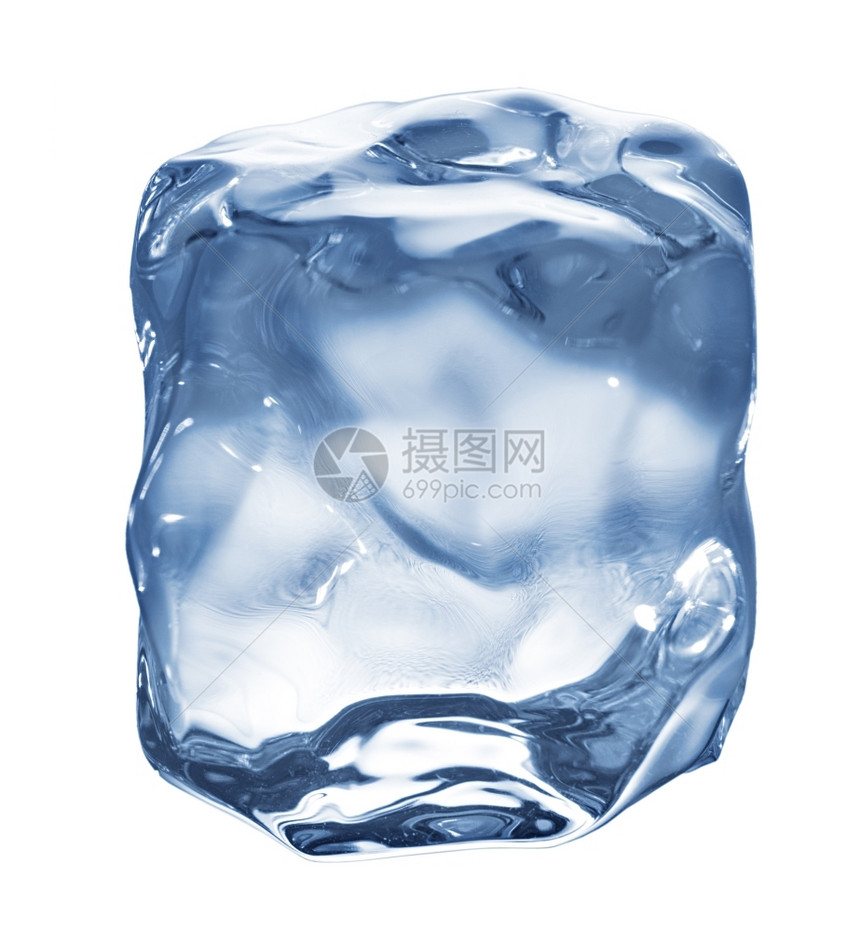 纯度清爽玻璃白上孤立的冰方体图片