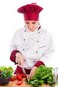 鞭子工作站白人背景女餐厅厨师照片Succesfull女厨师胡椒图片