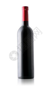 品尝葡萄酒在白色背景上孤立的红酒瓶子满图片