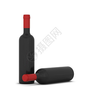 白色背景上孤立的红色酒瓶3d插图产品零售标签图片