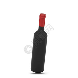 白色背景上孤立的红色酒瓶3d插图介绍喝简单的图片