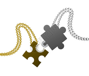 精美黄金项链单身的周年纪念日展示在白色背景上孤立的钻石Pendant设计图片