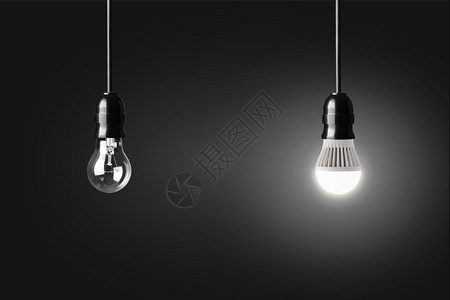 解决方案玻璃黑色灯泡和发光的LED灯泡生态图片