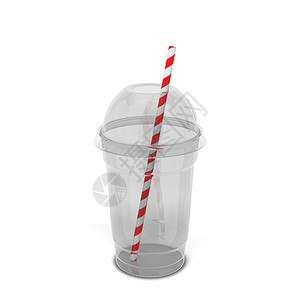 空白的透明塑料杯用于果汁和其他饮料3D插图以白色背景隔离圆形的为了设计图片