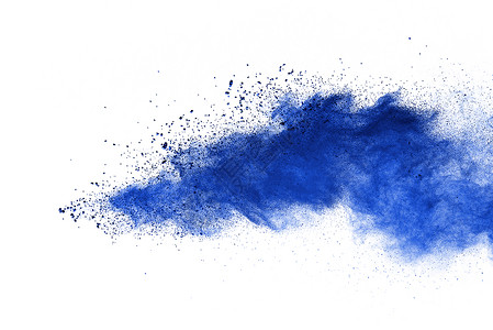 蓝色爆炸云化妆品泰国墙纸白色背景下蓝尘埃粒子飞溅的抽象蓝色粉末爆炸特写背景