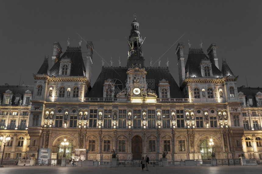 旅行法国巴黎德维尔酒店单色城市图片