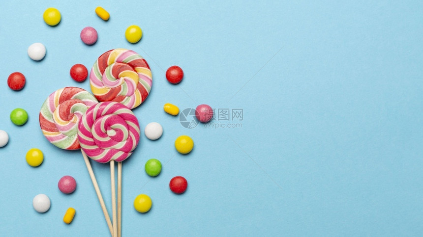 带有复制空间1的美味糖果概念食混合心图片