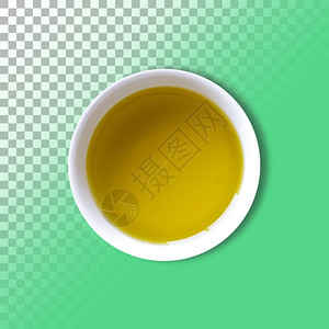酱生的白碗上顶端观赏橄榄油与透明背景隔绝绿色图片