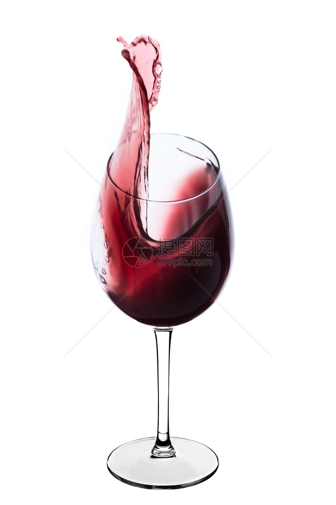 红葡萄酒从玻璃杯中喷出孤立在白色上庆祝出去行动图片