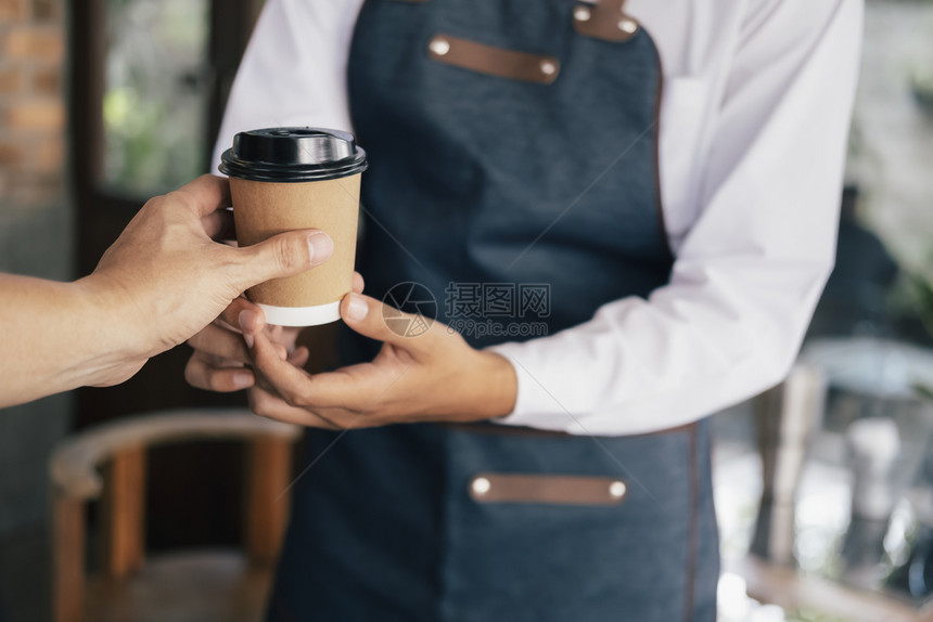 工人纸所有者咖啡厅服务青年业主客户小企业和主商概念小和主概念图片