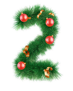 圣诞节耶稣降生植物二号圣诞花圈的形状带丝和球在白色背景上3D化身花环一种设计图片